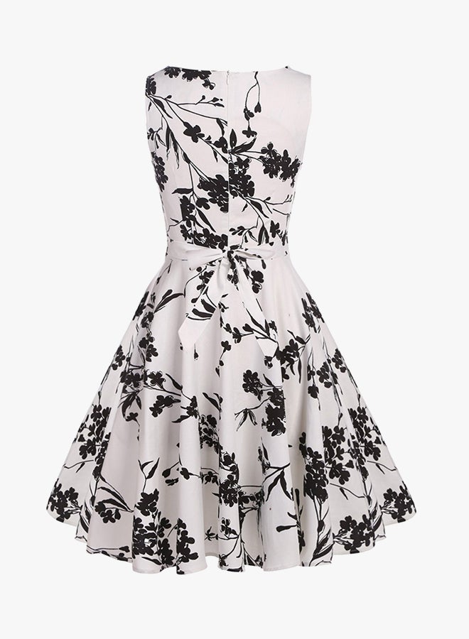 Floral Printed Dress White/Black  - Image 2
