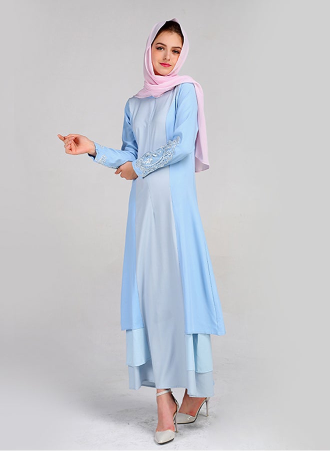 Long Sleeves Dress Blue - Image 4