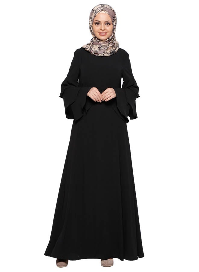 فستان بأكمام على شكل جرس أسود - Image 1