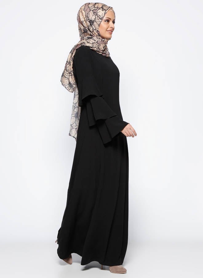 فستان بأكمام على شكل جرس أسود - Image 3