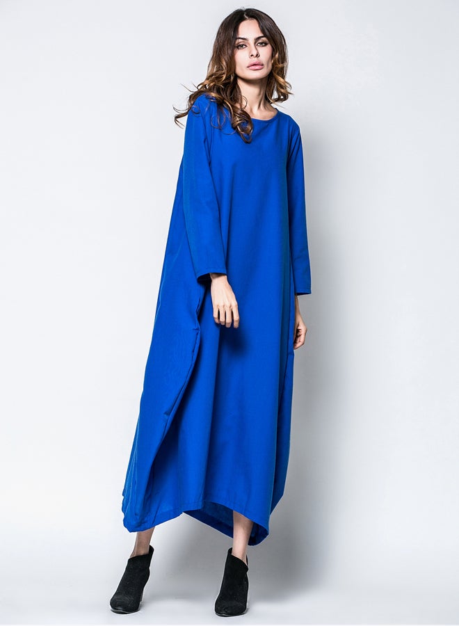فستان إسلامي بأكمام طويلة أزرق - Image 3