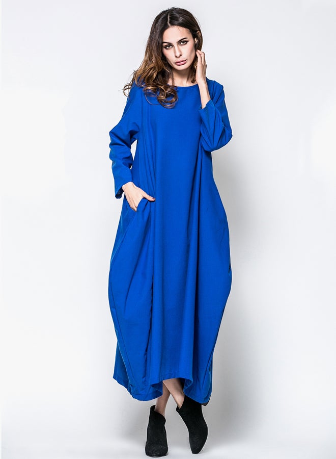 فستان إسلامي بأكمام طويلة أزرق - Image 5