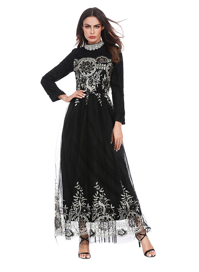 Long Sleeves Dress Black/White  - Image 1