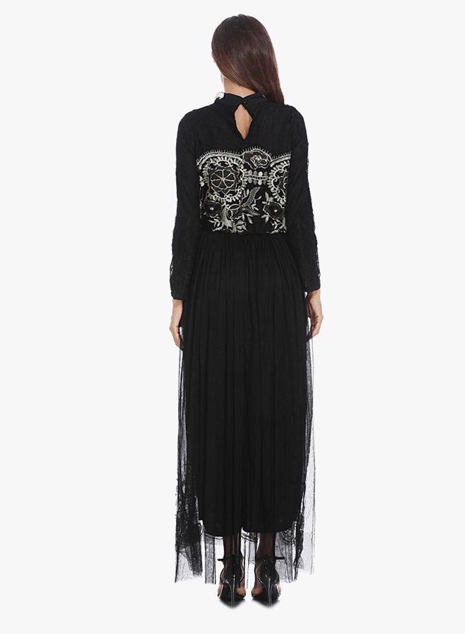 Long Sleeves Dress Black/White  - Image 2