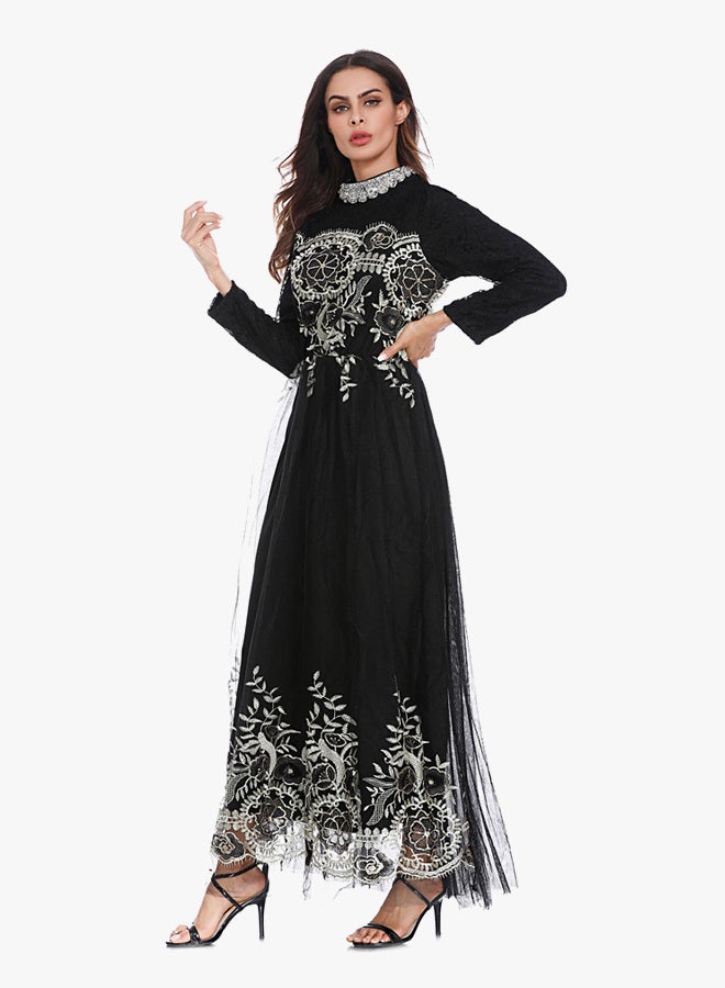 Long Sleeves Dress Black/White  - Image 3