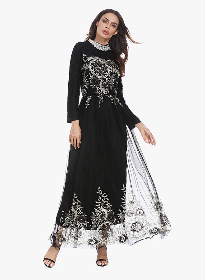 Long Sleeves Dress Black/White  - Image 4