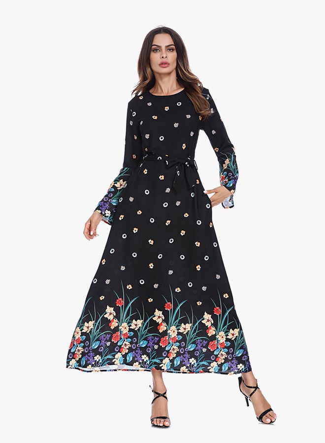 Bell Sleeves Dress Black/Blue/Purple  - Image 3