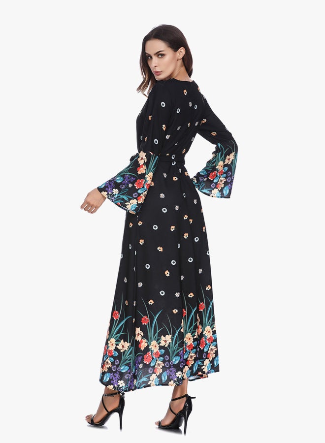 Bell Sleeves Dress Black/Blue/Purple  - Image 4