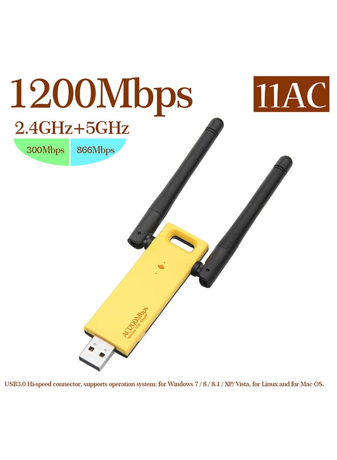 KKmoon Dual Band Wireless Adapter Black/Yellow - Image 5