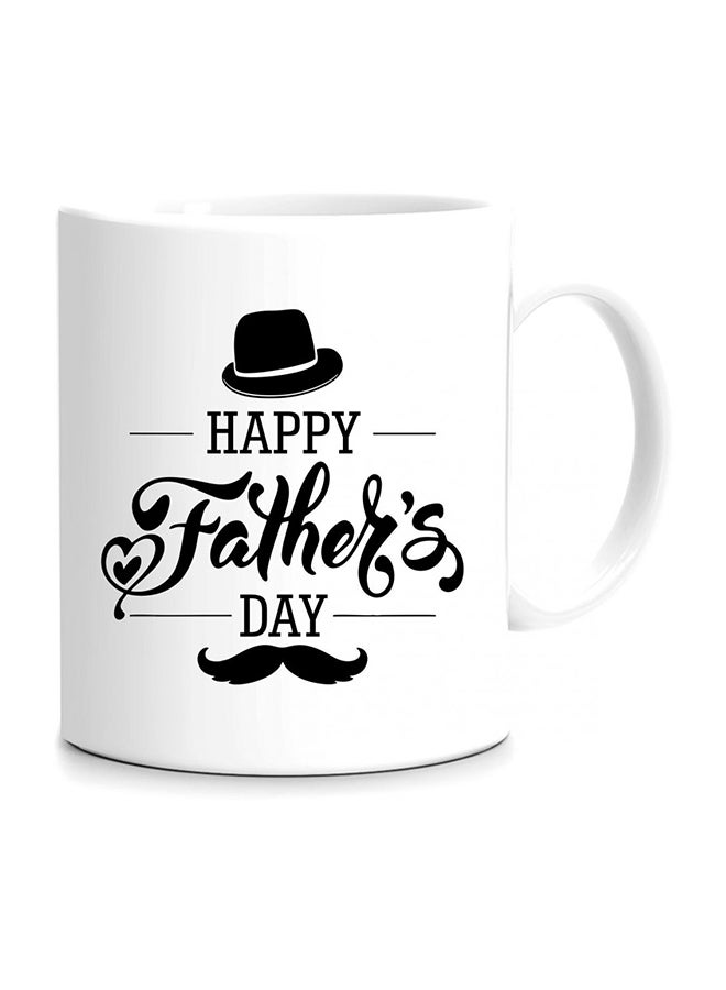 Happy Father Day Printed Mug White/Black 11.5x10.5x10.5centimeter