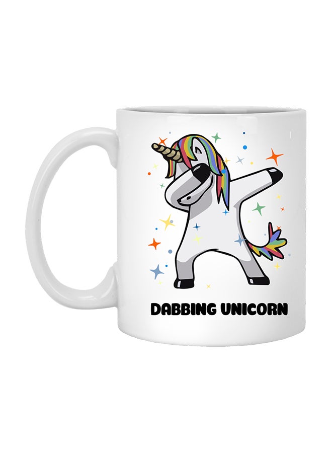 giftex Funny Dabbing Unicorn Printed Mug White/Black 11.5x10.5x10.5centimeter
