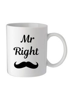 Mr Right Printed Mug White/Black 11.5x10.5x10.5centimeter