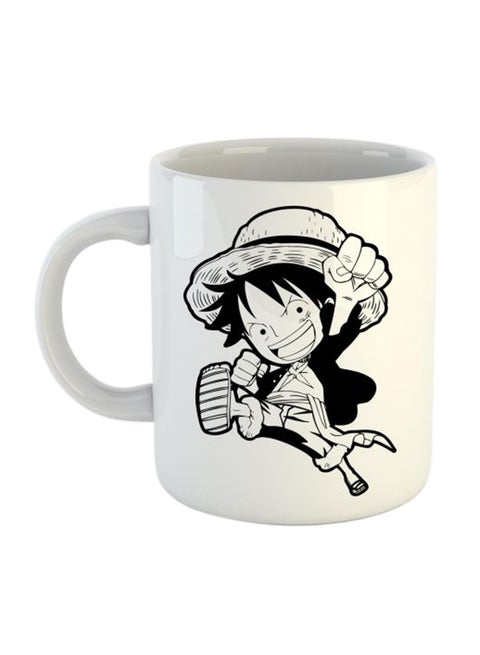 Lufy Printed Coffee Mug White/Black 11.5x10.5x10.5centimeter