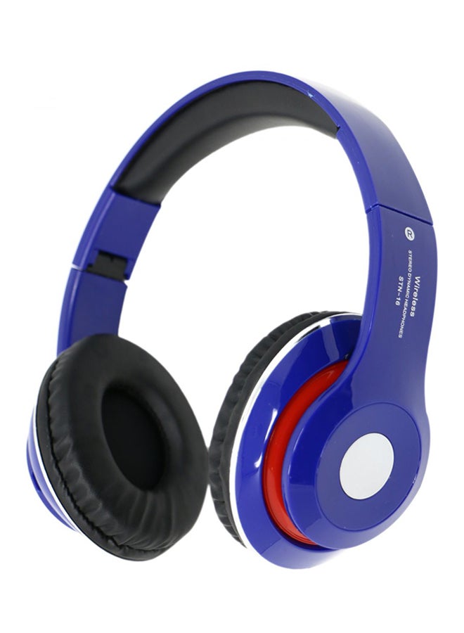 سماعة على الأذن تدعم البلوتوث أزرق - Image 2