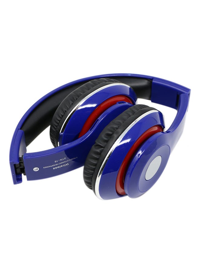 سماعة على الأذن تدعم البلوتوث أزرق - Image 3