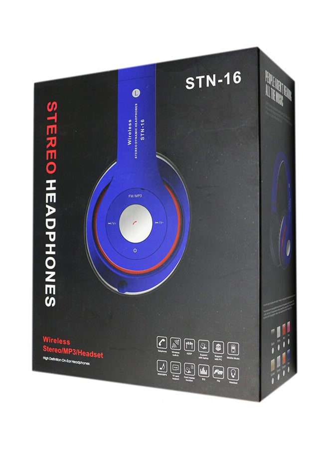 سماعة على الأذن تدعم البلوتوث أزرق - Image 5