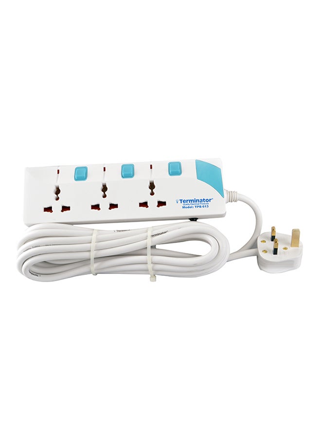 Power Board 3-Way Universal Extension Socket Cable White/Blue 3meter - v1531211906/N15657699A_1