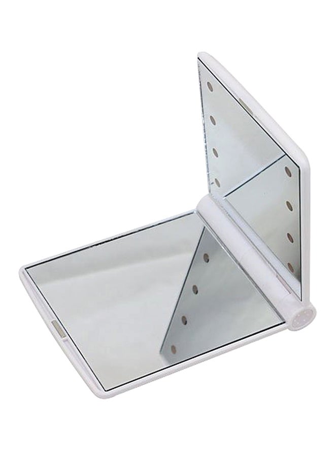 مرآة جيب محمولة قابلة للطي مع 8 لمبات LED فضي - Image 1