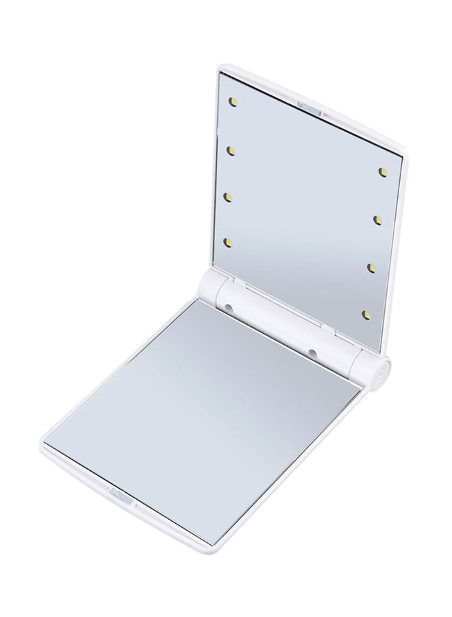 مرآة جيب محمولة قابلة للطي مع 8 لمبات LED أبيض