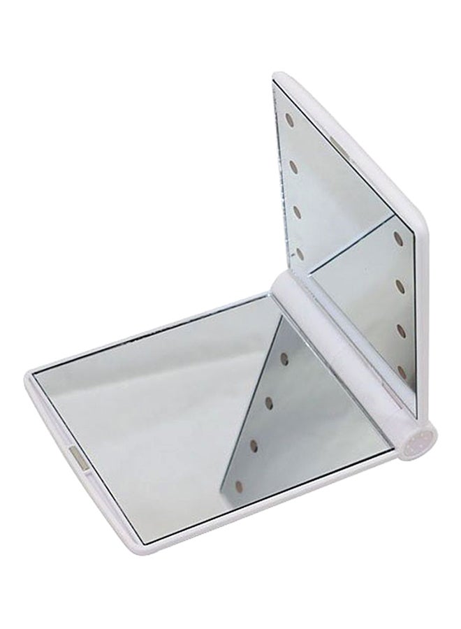 مرآة للفتيات عصرية قابلة للطي مزودة بـ 8 مصابيح LED - 6008 أبيض