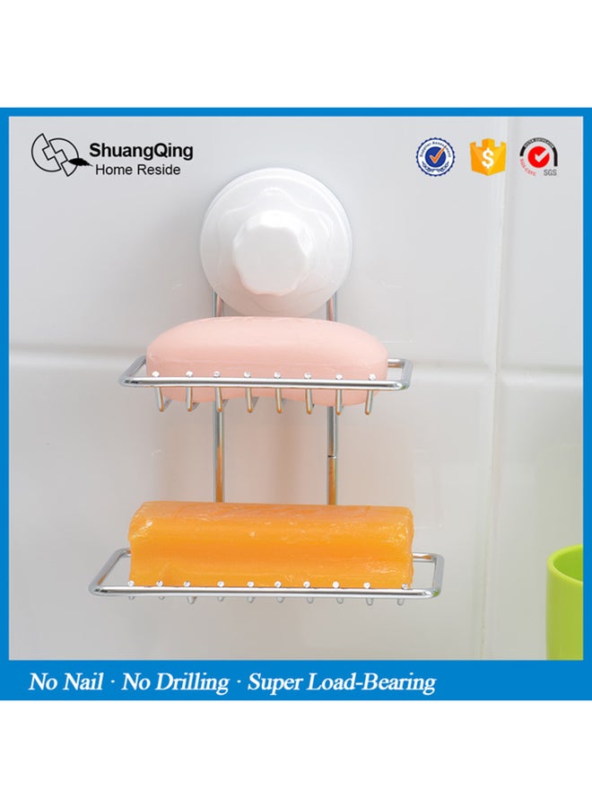 Shuang Qing Home Reside - 2-Layered Soap Rack Silver 13.3x17x11centimeter - Image 1