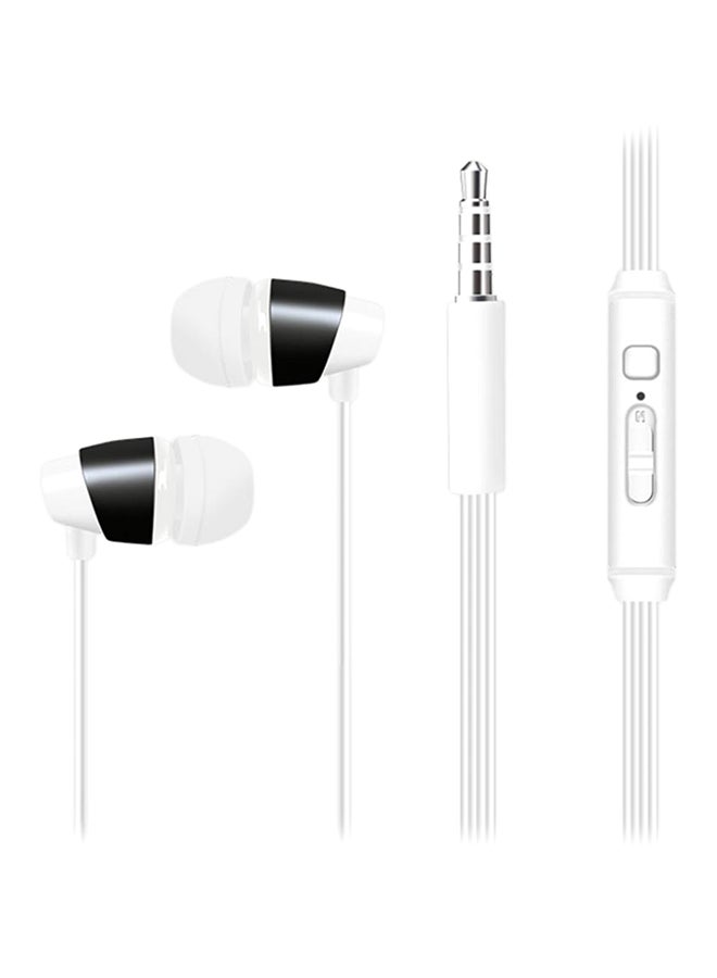 Flat Noodle Stereo In-Ear Earphones With Mic White
