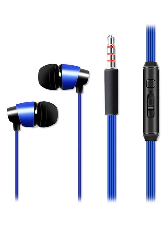 Bluelans Flat Noodle Stereo In-Ear Earphones With Mic Blue/Black