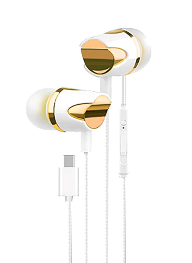 USB Type C In-Ear Earphone With Mic Gold/White