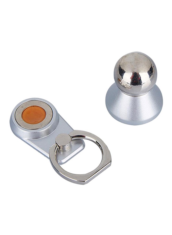 Bluelans Magnetic Ball Finger Ring Phone Holder Grey/Silver