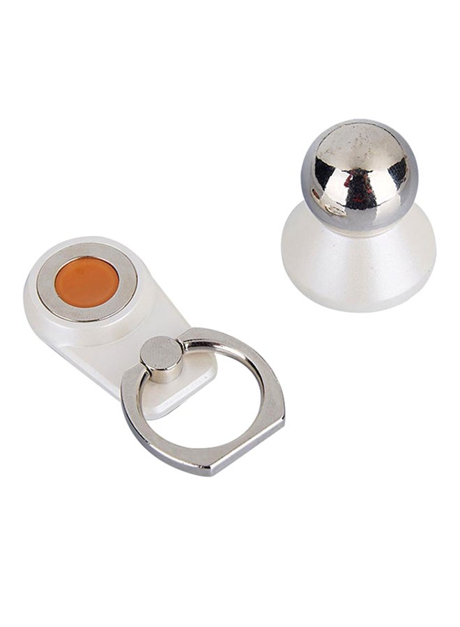 Bluelans Magnetic Ball Finger Ring Phone Holder White/Silver