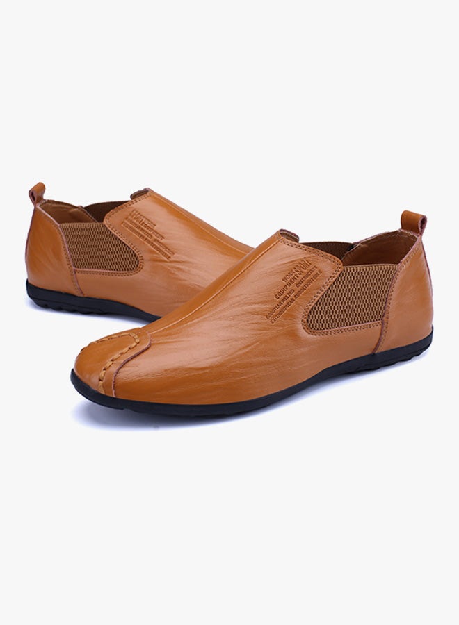 Leather Pull On Moccasins Light Brown - Image 4