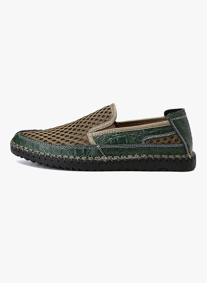 Leather Pull On Loafers Green  - Image 2
