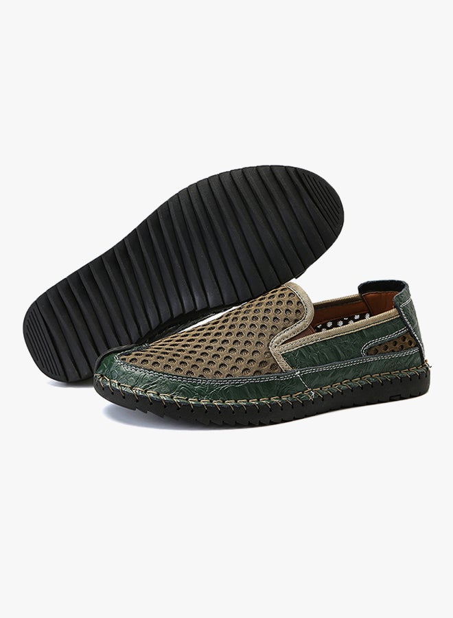 Leather Pull On Loafers Green  - Image 5