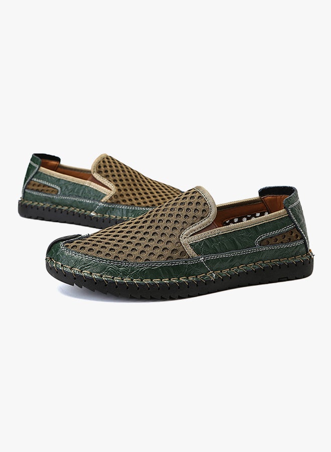 Leather Pull On Loafers Green  - Image 4