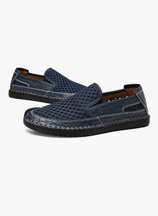 Leather Pull On Loafers Blue  - Image 4