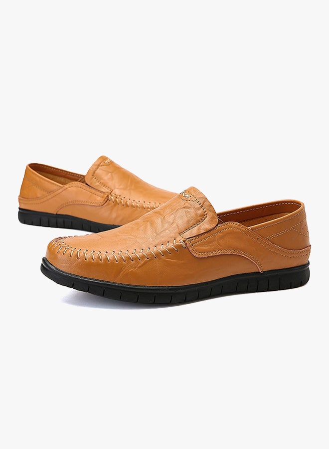 Leather Pull On Loafers Light Brown - Image 4