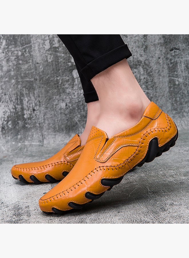 Pull On Leather Loafers Light Brown - Image 3
