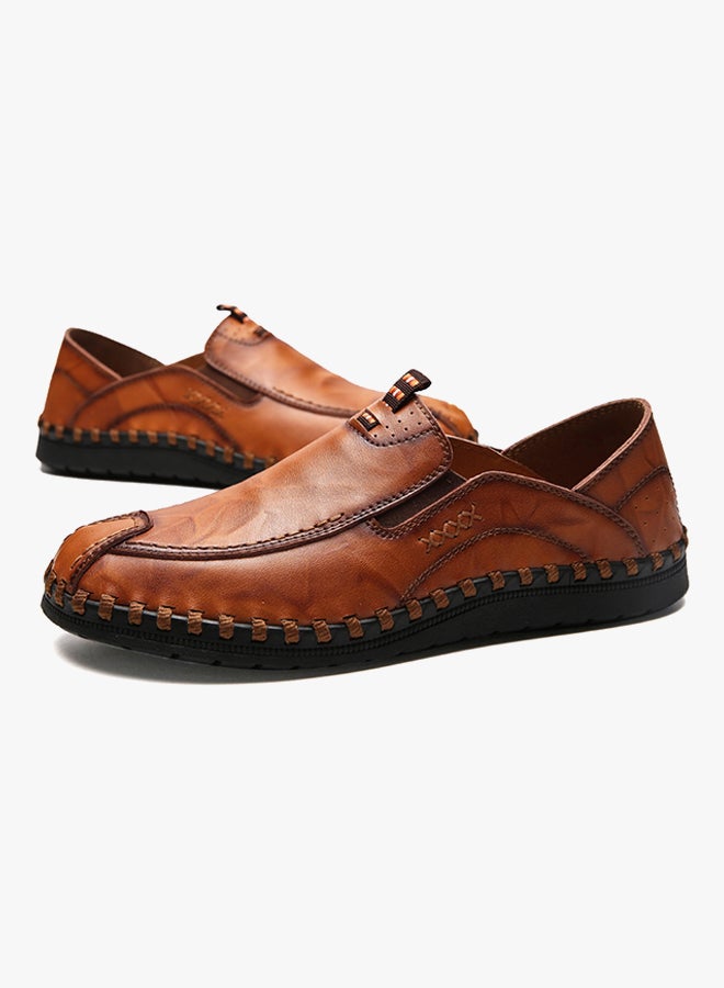 Leather Pull On Moccasins Light Brown  - Image 4