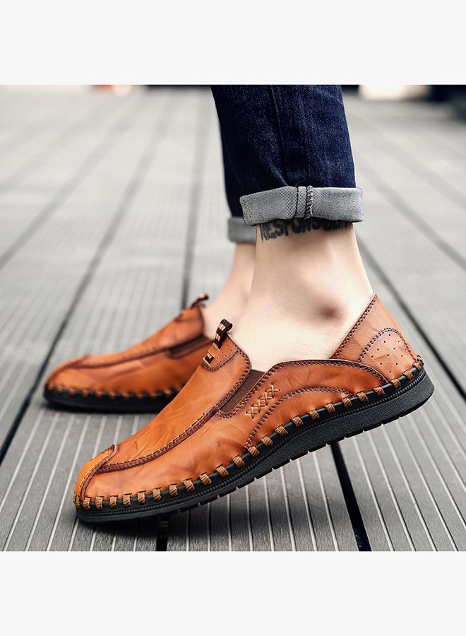 Leather Pull On Moccasins Light Brown  - Image 5