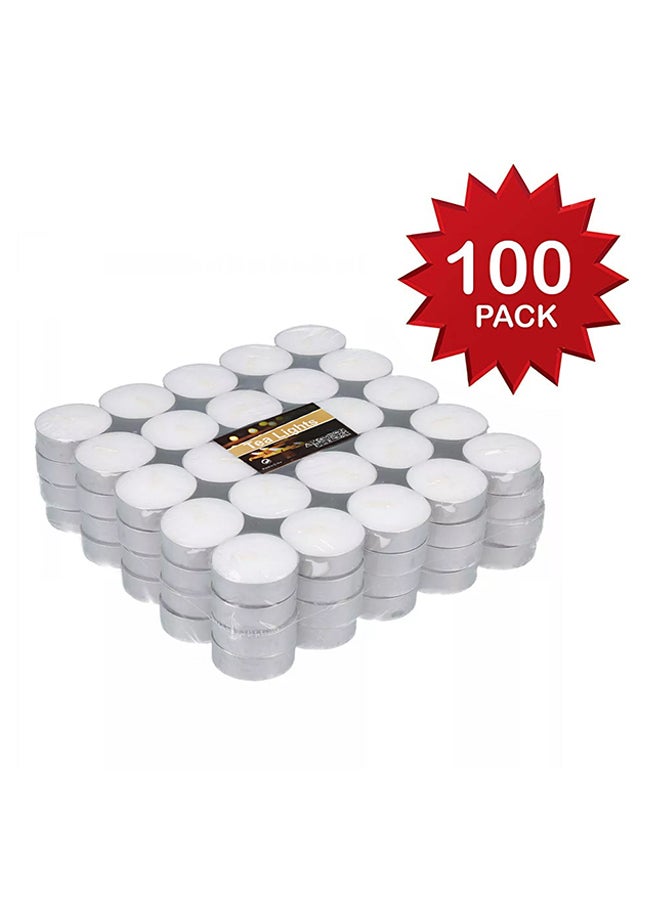 Tea Light - 100-Piece Candle White/Silver 38mm - Image 1