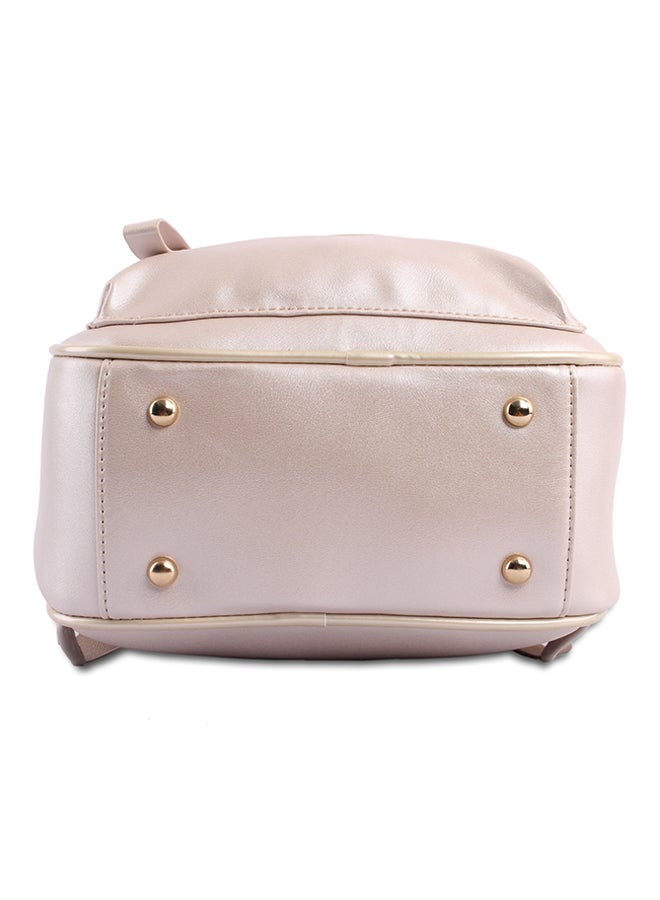 YUEJIN - Leather Backpack Apricot - Image 1