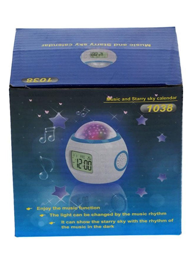Music And Starry Sky Calender LED Projector White/Blue 10.5x10.3x8.2cm