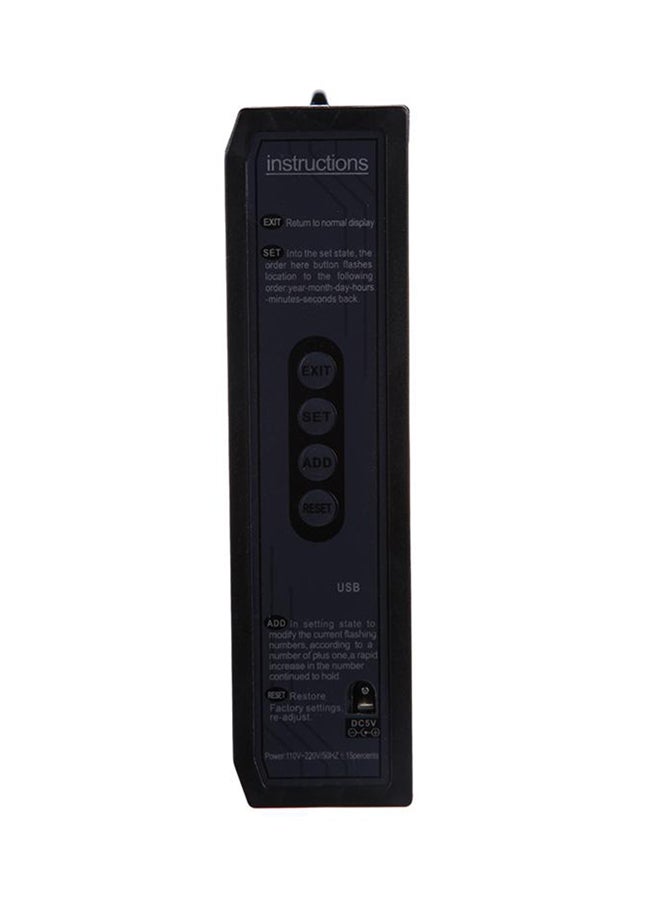 LED Digital Wall Clock Black 56x8x22cm