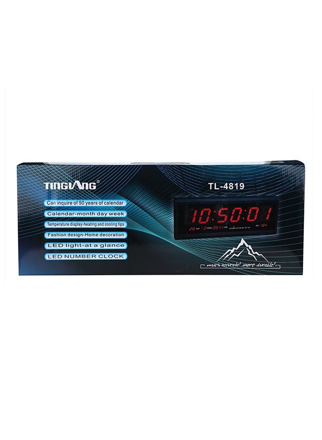 LED Digital Wall Clock Black 56x8x22cm