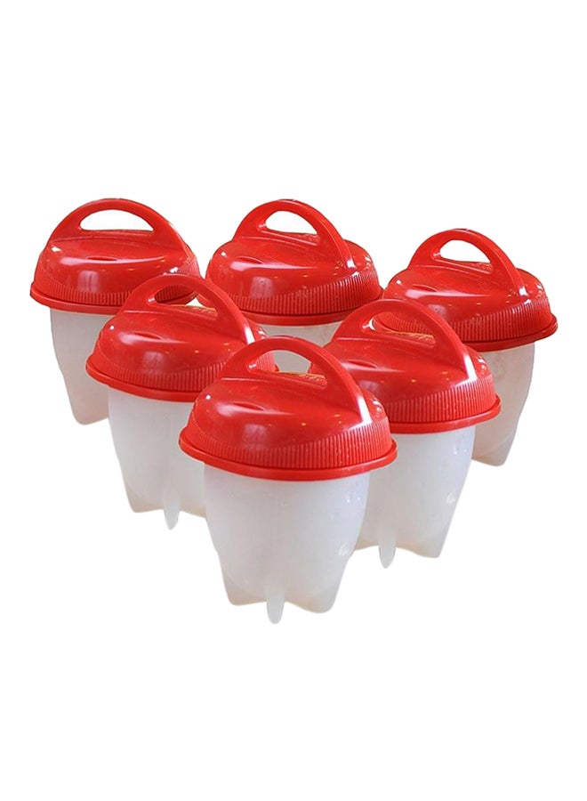 6-Piece Silicone Egg Poacher Set Clear/Red 3x3x6inch