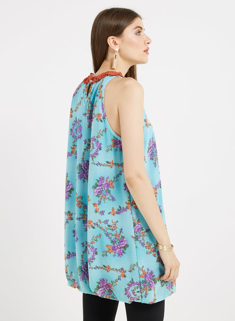 Golden Apple Floral Printed Top Blue  - Image 2