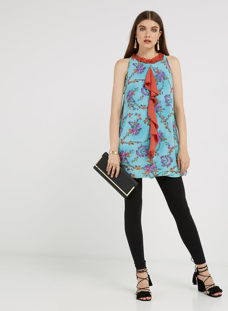 Golden Apple Floral Printed Top Blue  - Image 3