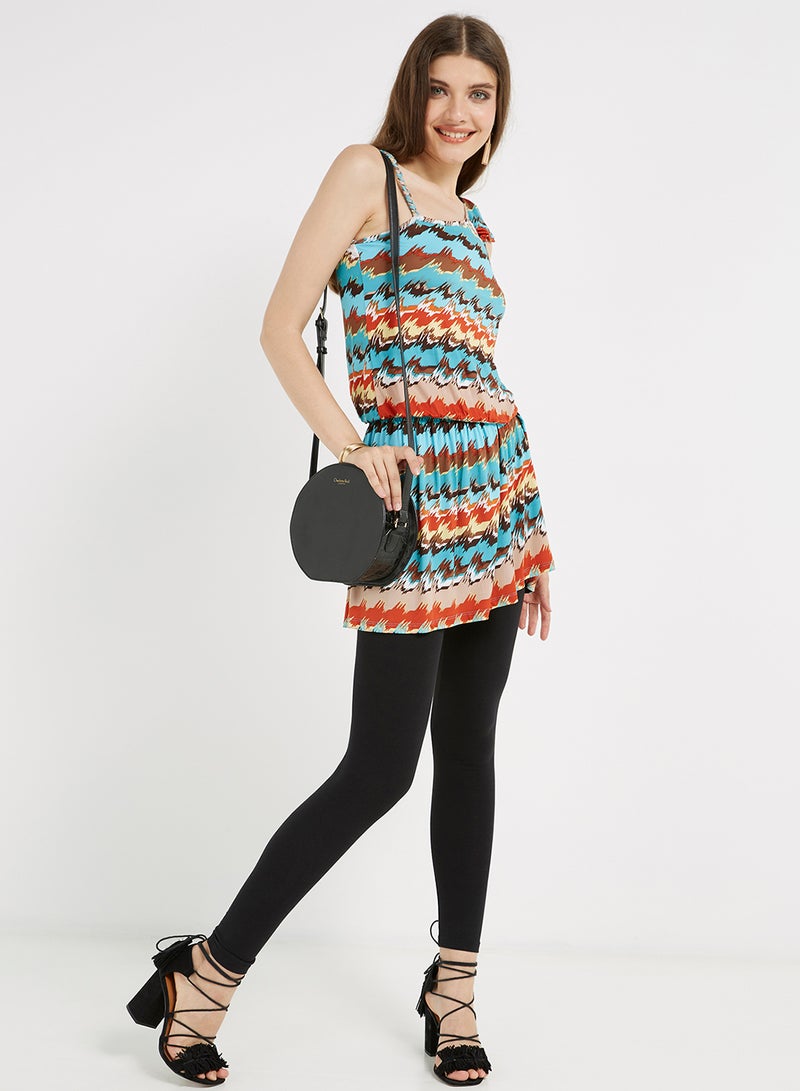 Golden Apple Asymmetric Neckline Printed Mini Dress Multicolour - Image 3