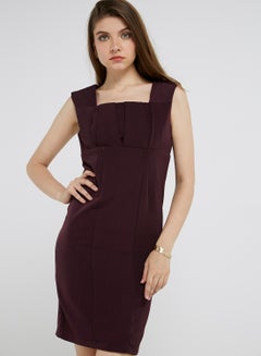 Zipper Closure Solid Mini Dress Purple
