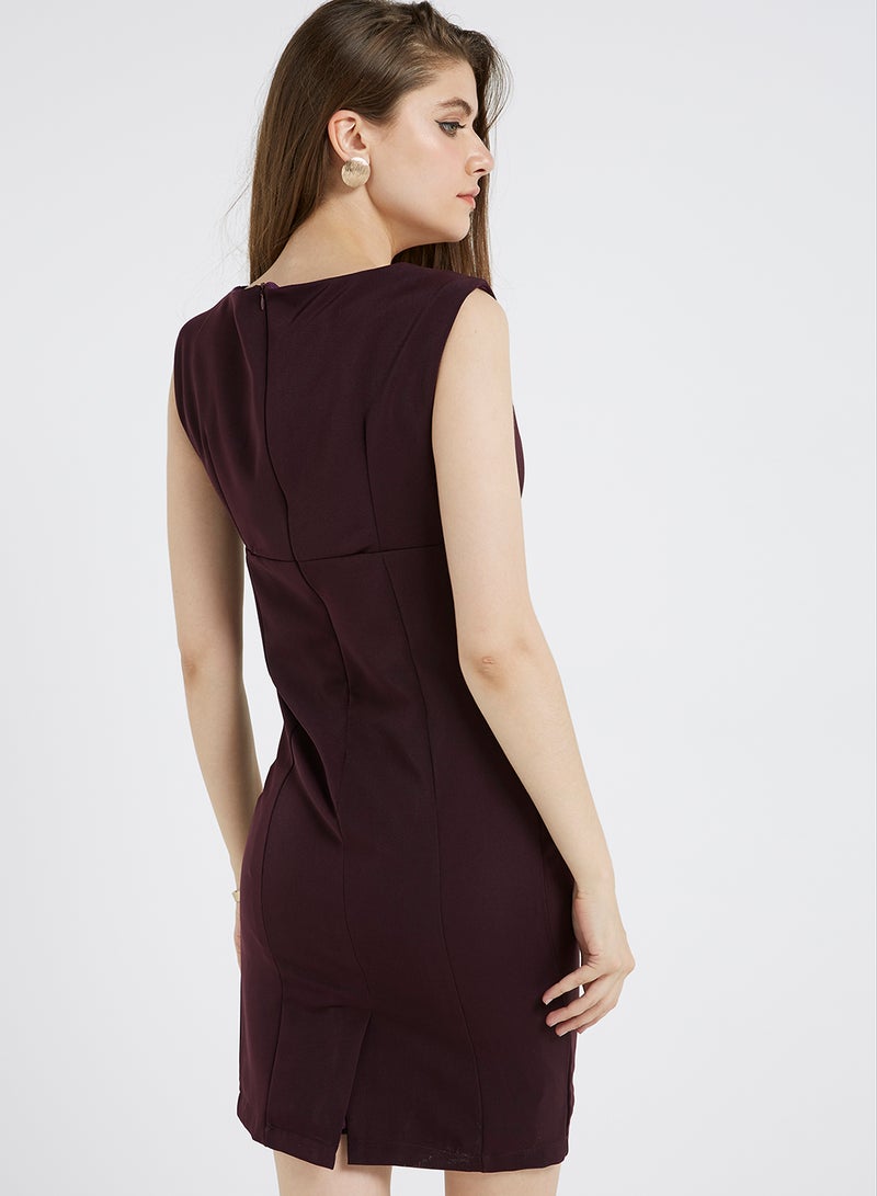 Golden Apple - Zipper Closure Solid Mini Dress Purple - Image 1